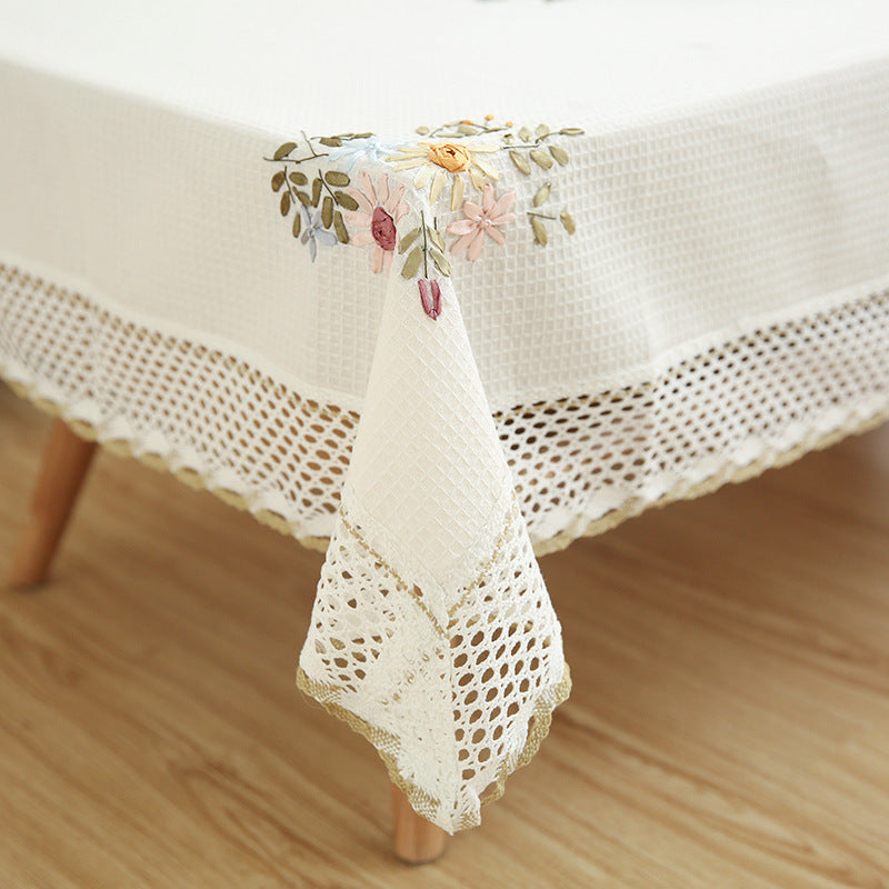 Table Cloth-Cotton- Floral Embroidered