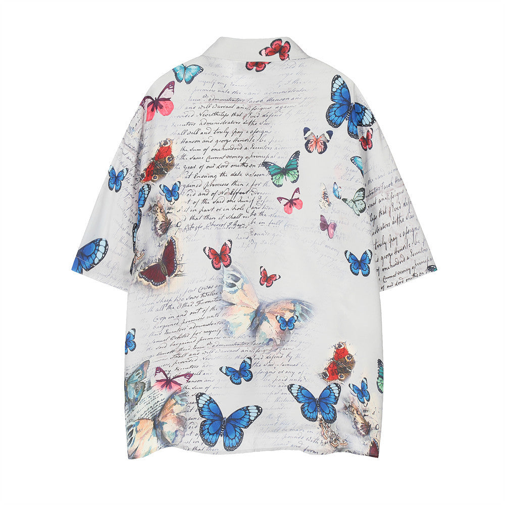 Men's Butterfly Printed Trendy Half Sleeved Shirt