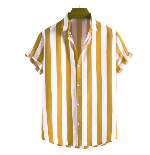 Men's Casual Short-Sleeve Striped Shirt