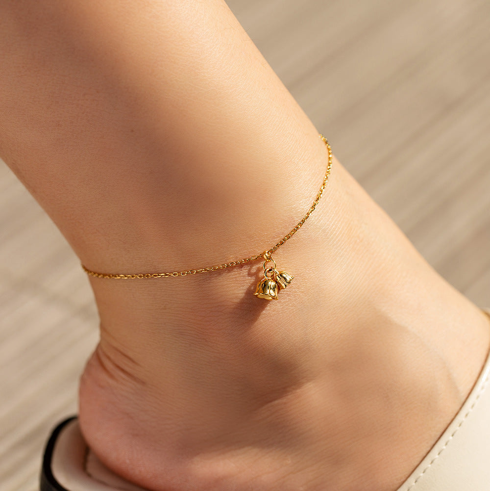 Women/Girls Gold Anklet With Bells Drop