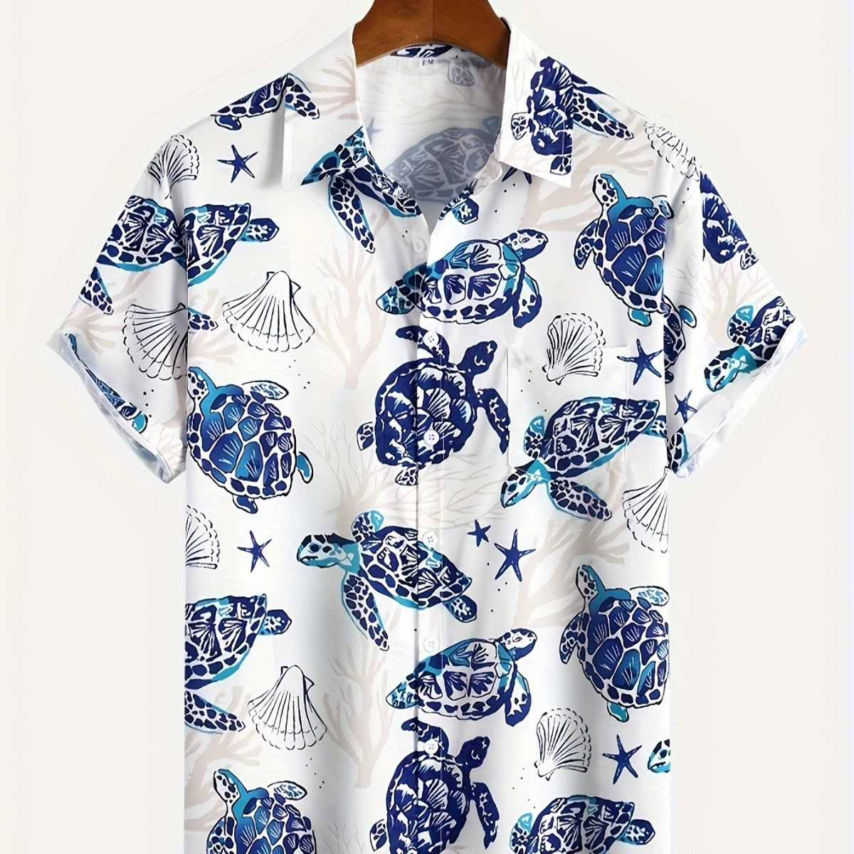 Men's Plus Size Marine Life Printed Shirt