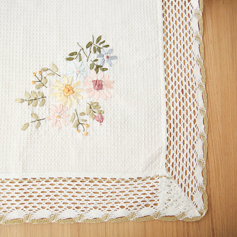 Table Cloth-Cotton- Floral Embroidered