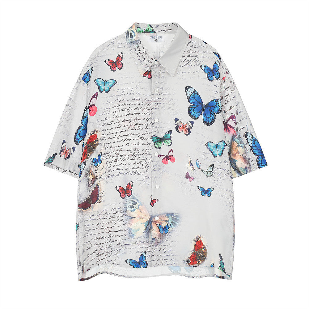 Men's Butterfly Printed Trendy Half Sleeved Shirt