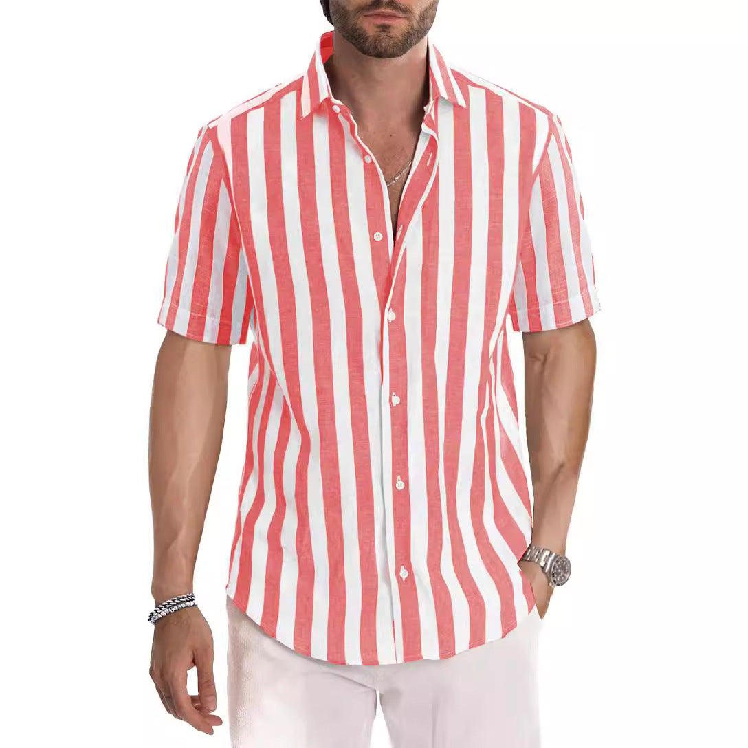 Men's Casual Short-Sleeve Striped Shirt