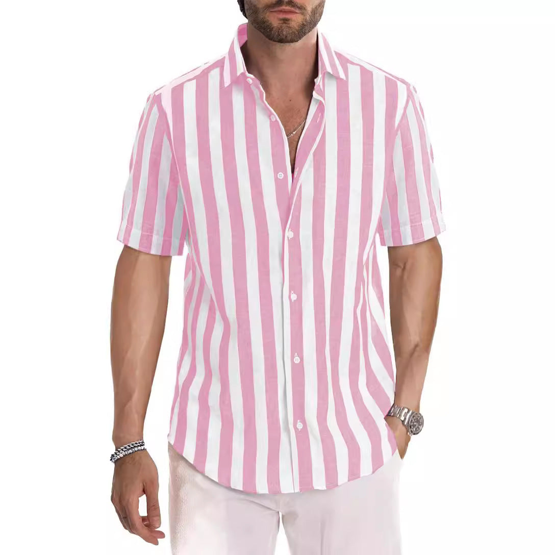 Men's Casual Short-Sleeve Striped Shirt