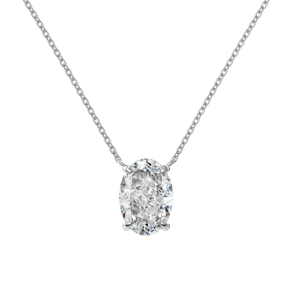 Women Silver Necklace With Diamond Pendant